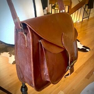 Classic Brown Leather Saddle Bag